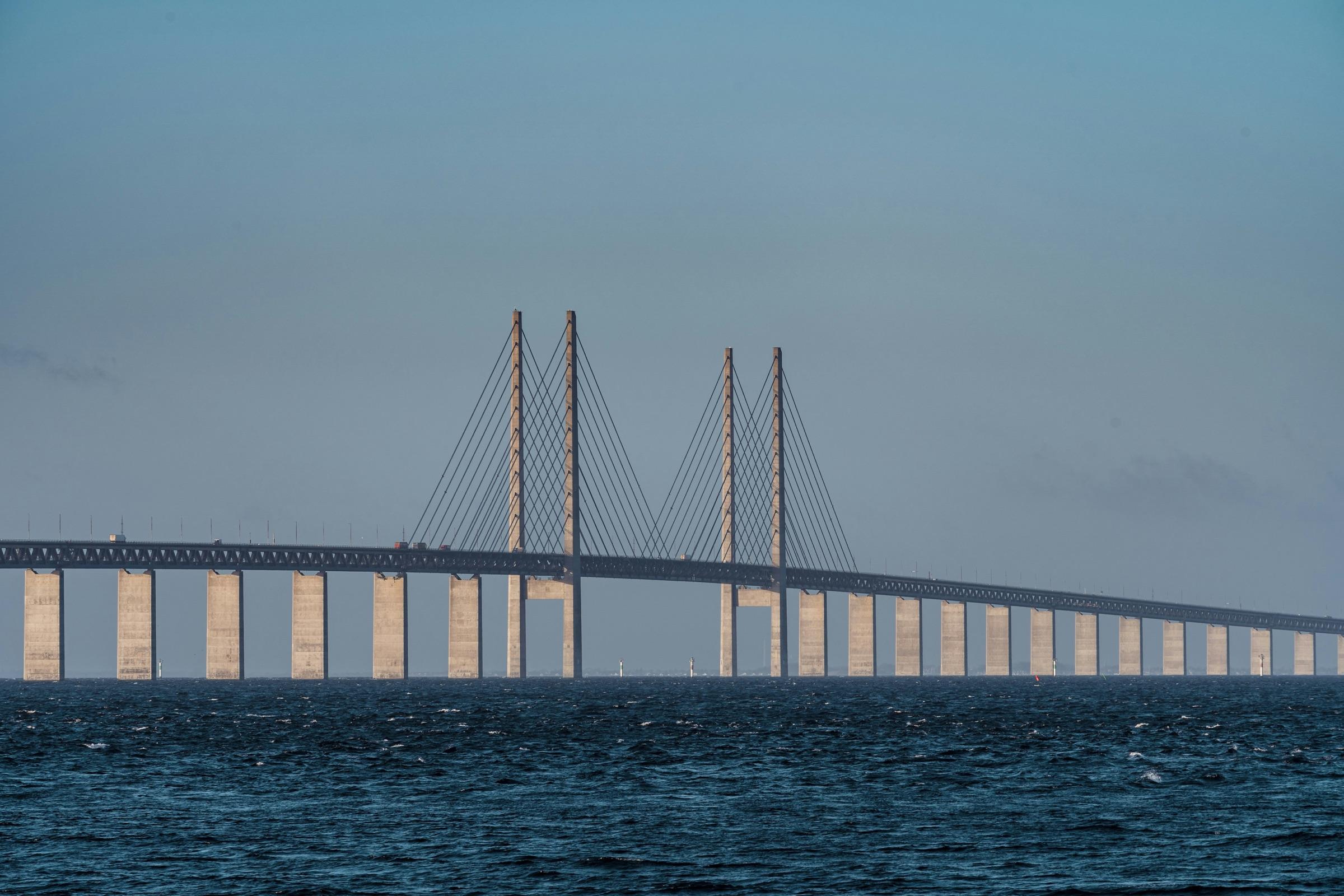Ă˜resund Bridge connecting Sweden and Denmark