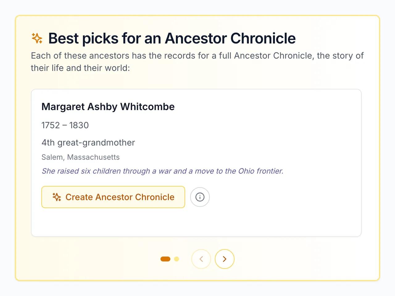 An ancestor’s record card with dates, places and family